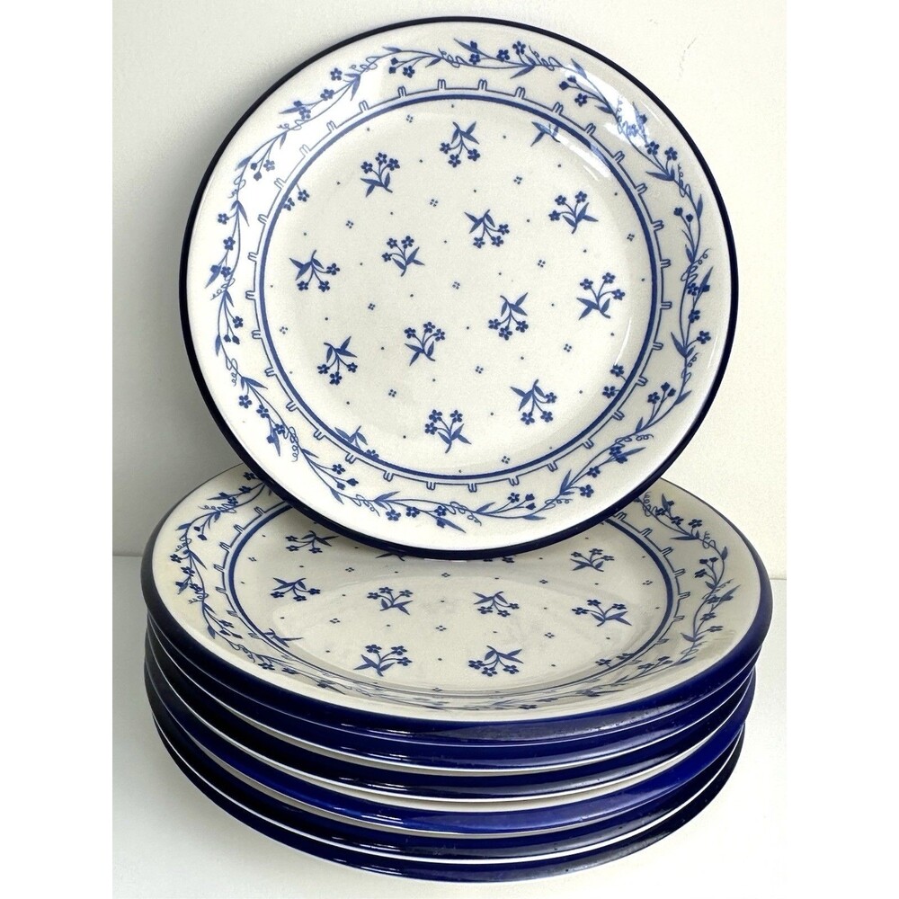 (7) VTG PROVENCE Salad Plates 260 Bouquet Blue 7 3/4" Oven Dishwasher Micro Safe